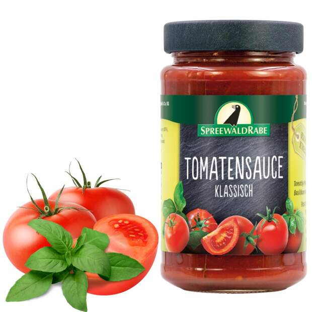Spreewald Rabe Tomatensauce Klassisch 380 ml – fruchtige Tomatensoße mit Basilikum & Oregano, ideal für Pizza & Pasta