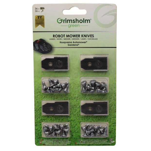 Grimsholm Green Messer für Rasenmäher Automower Husqvarna Klinge Gardena 36 Stk.