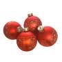 Stihl Weihnachtsbaumkugeln Orange 4er Set mit norwegischem Muster und Motorsäge