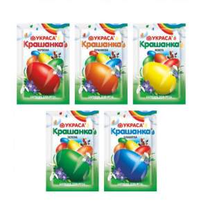 Ostereier Farbe 5er-Set Kraschanka rot, orange, gelb, grün, blau pro Farbe für ca. 20 Eier