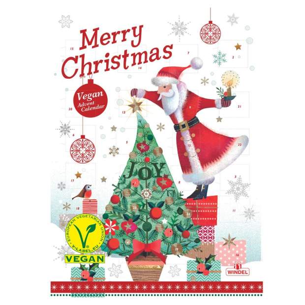 Adventskalender Merry Christmas mit veganer Schokolade weiss