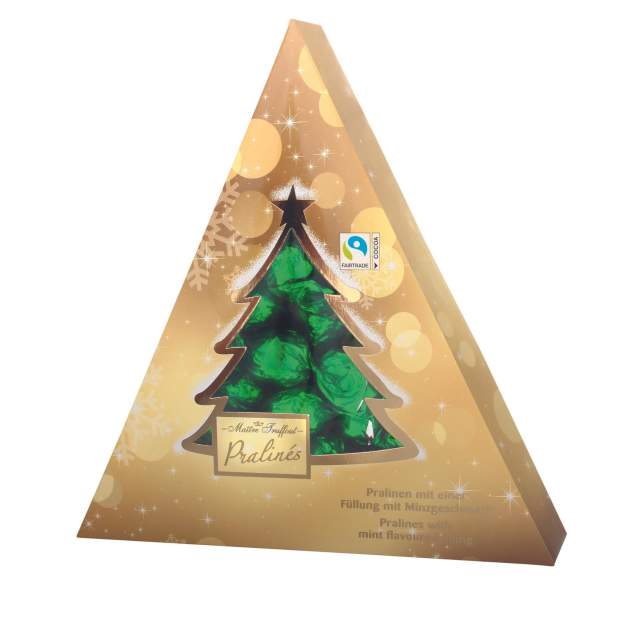 Weihnachtsbaum Zartbitter-Pralinen 148g Minzfüllung - Geschenkverpackung