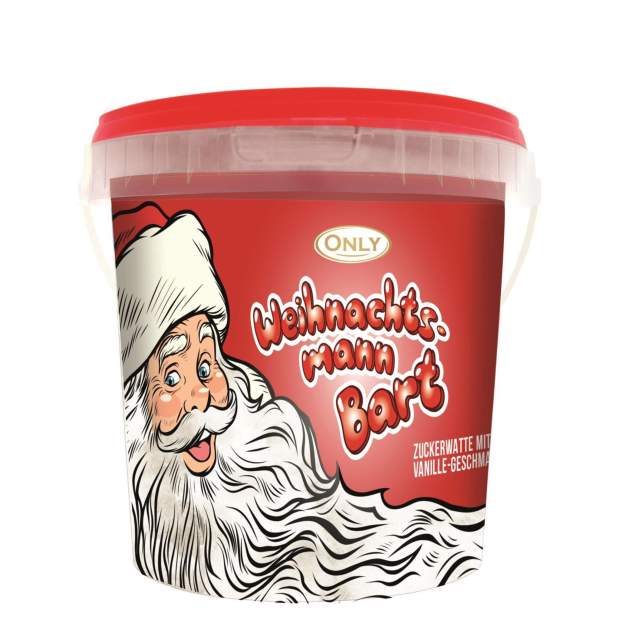 Weihnachtsmann Zuckerwatte Eimer 50g – Vanillegeschmack – Festliche Geschenkidee MHD 07/2024