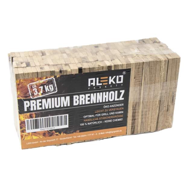 Aleko Premium Eichenholz Brennholz 3,7kg - Kaminanzünder für Grill & Kamin/Ofen