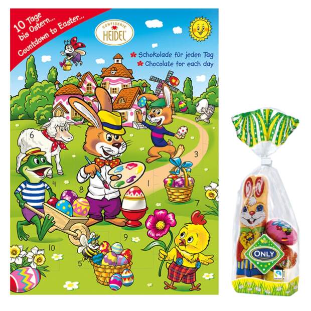 Heidel Osterkalender Schokolade 50g & Milchschokolade Ostermischung 100g