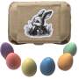 Straßen- und Tafelkreide im Ei-Format: Bunte Frühlingsbox mit 6 Farben und Nostalgie Hase
