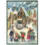 Adventskalender mit Schokolade – Nostalgisch Winterliches Dorftreiben zum Aufstellen & Aufhängen (75g)