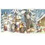 Adventskalender Nostalgisch – Panorama Winterlandschaft Am Stall mit Tieren