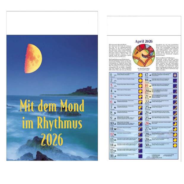 Mondkalender 2026 – Wandkalender mit Mondphasen, Sternzeichen & Astrologie