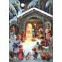 Adventskalender A4 – Weihnachtskrippe mit Kindern und Stallmotiv, Silber-Glitzer & Leuchteffekt