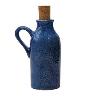 Spreewald Leinöl Geschenkset Blau – 100 ml Kanow-Mühle & Keramikflasche 100 ml mit Kork