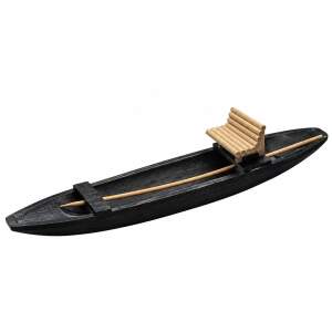 Spreewaldkahn Miniatur 30 cm – Handgefertigtes Holzboot schwarz lasiert mit Bank