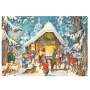 Adventskalender mit Schokolade - Weihnachtskrippe im verschneiten Winterwald (75g)