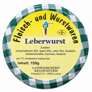 Leberwurst im Glas – Landfleischerei Kranichturm, 150 g