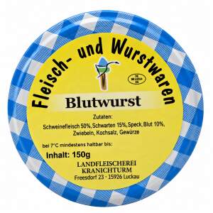 Blutwurst im Glas – Landfleischerei Kranichturm, 150 g