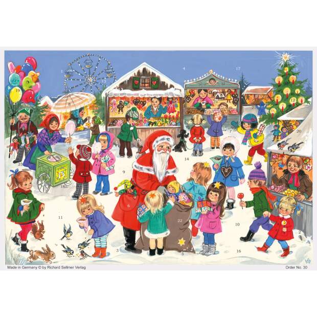 Adventskalender A4 Weihnachtsjahrmarkt – mit Glitzer & Lichtbildern