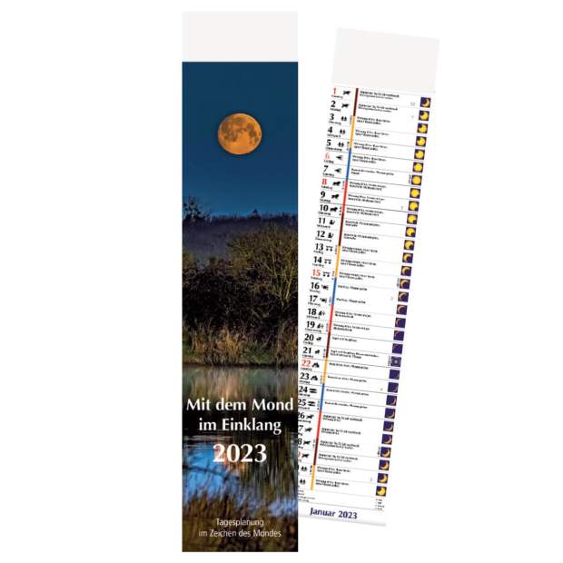 Mondkalender Mondphasen Streifenkalender Kalender 2023 ca. 11 x 50 cm