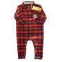 Stihl Baby Body Strampler Flanell Baumwolle rot schwarz kariert Größe 86-92 Kinder