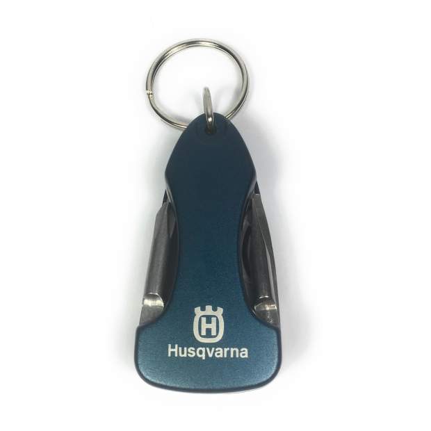 Husqvarna Schlüsselanhänger Multiwerkzeug mit Schlüsselring Metall Blau