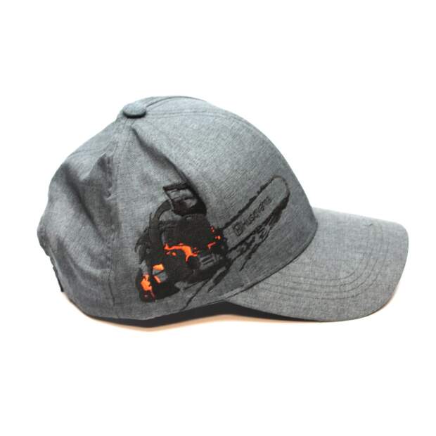 Husqvarna Basecap Baseball Cap Mütze Kappe Grau Motiv Kettensäge