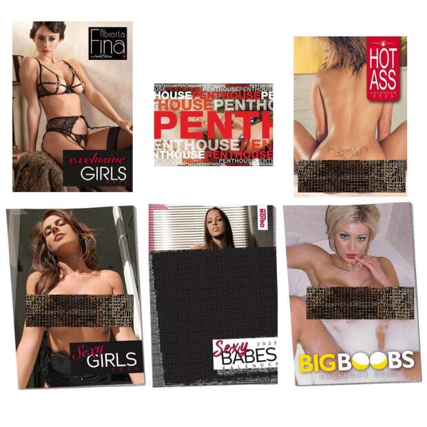 Erotik Kalender Pin Up Girls-Set 2024 - Karte Penthouse rot - DIN A4 Mappe