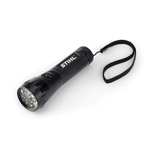 Stihl Taschenlampe, 17 LED`s, Gravur, Schwarz eloxiert Aluminium 128 x 40 mm 