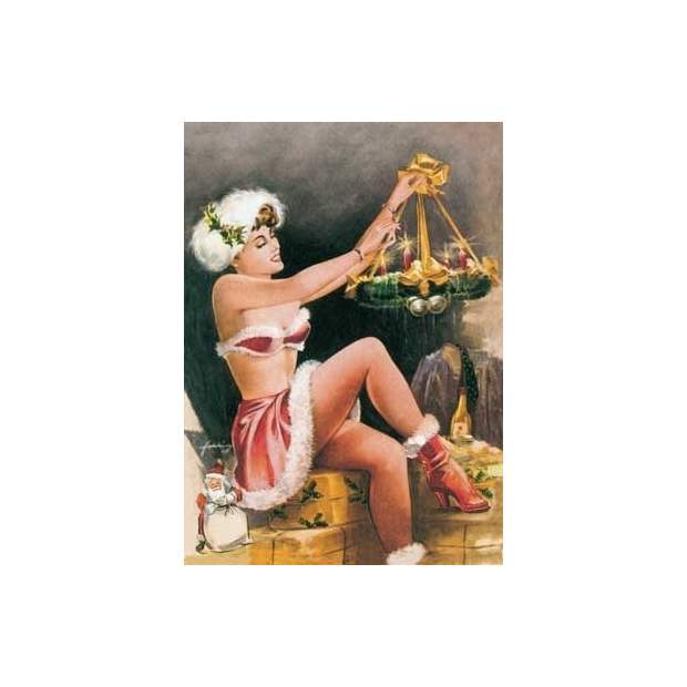 Postkarte Merry Christmas Weihnachten Dessous Lady