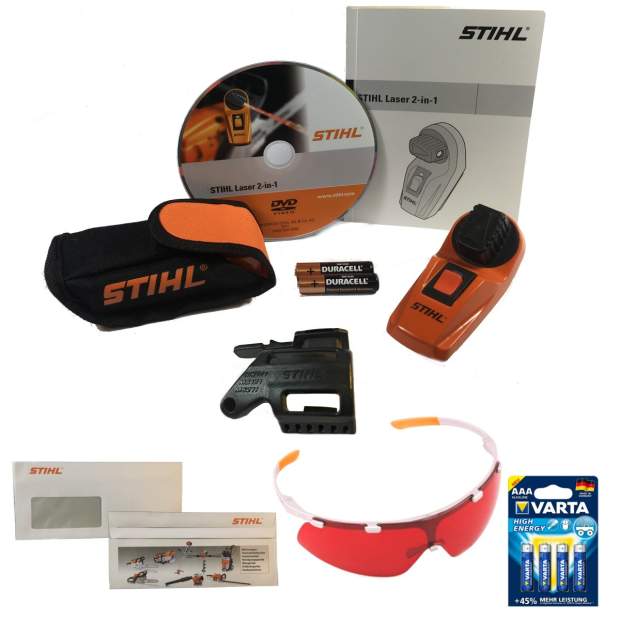 Stihl Laser 2 in 1 Kombipaket Laser mit Halter und Schutzbrille inkl. Batterien und Briefumschlag