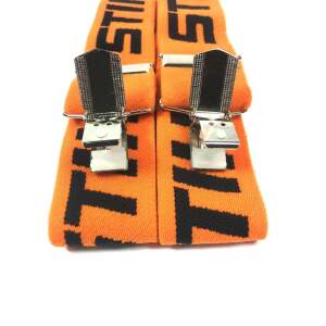 Stihl Hosenträger 2er Set Schwarz & Orange 110 cm Metallclips und zum Knöpfen